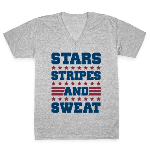 Stars Stripes and Sweat V-Neck Tee Shirt