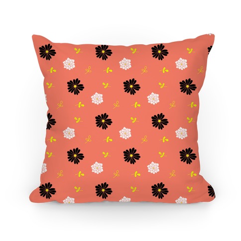 Coral Floral Tossed Pattern Pillow