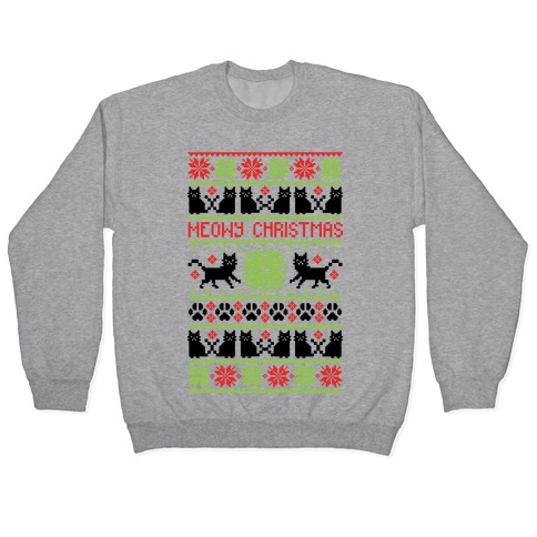 Meowy Christmas Cat Sweater Pattern Pullover