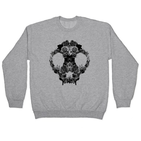 Floral Cat Skull Collage Pullover