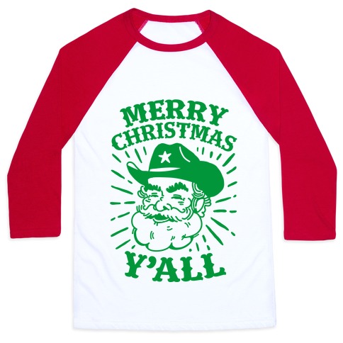 Merry Christmas Y'all Santa Claus Baseball Tee | LookHUMAN