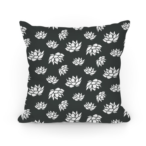 Black and White Lotus Flower Pattern Pillow