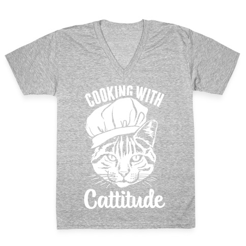 Cooking With Cattitude V-Neck Tee Shirt