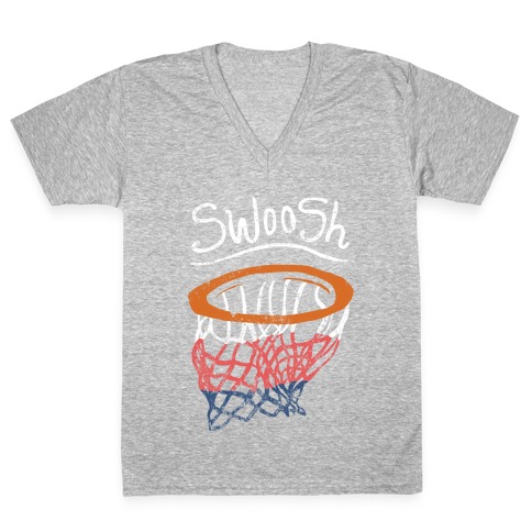 Basketball Hoop Swoosh (Vintage) V-Neck Tee Shirt
