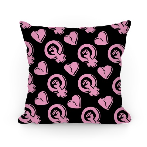 Feminist Symbol Heart Pattern Pillow
