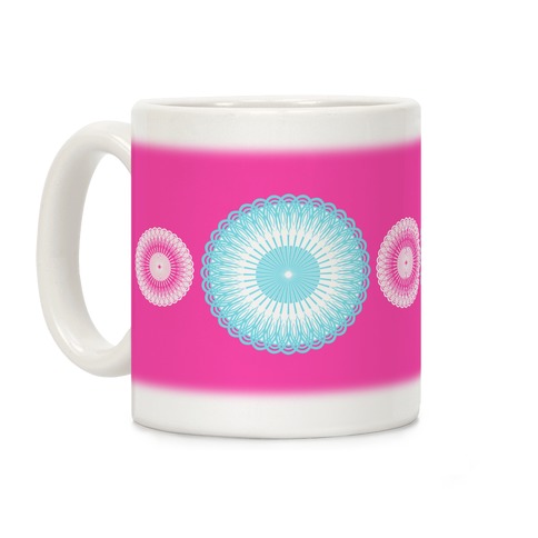 Sky Blue and Pink Flower Mandala Coffee Mug