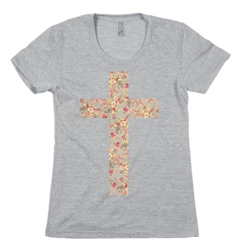 Floral Cross Womens T-Shirt