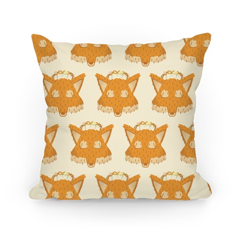 Flower Crown Fox Face Pattern Pillow