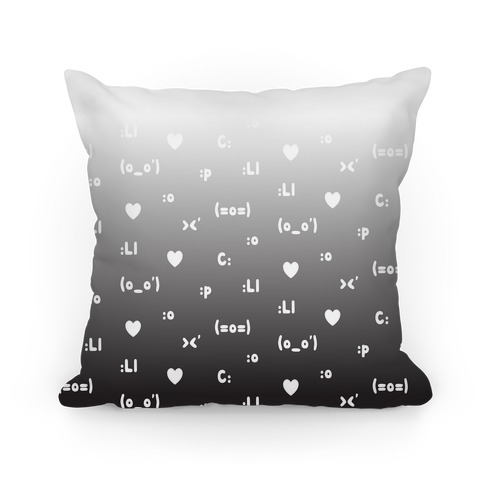 Emoji Pink Black Ombre Pattern Pillow