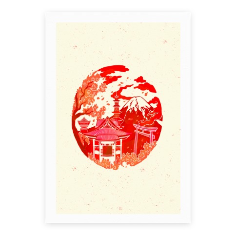 Japan's Mount Fuji And Shinto Shrines Inside The Rising Sun Poster
