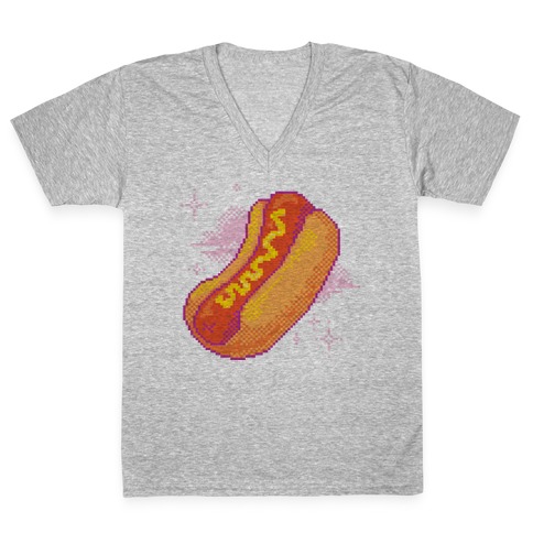 Pixel Hotdog V-Neck Tee Shirt
