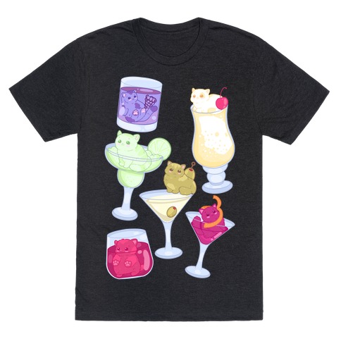 Cat Cocktails Pattern T-Shirt