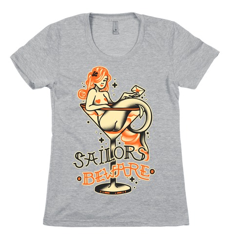 Sailors Beware Classic Tattoo Womens T-Shirt