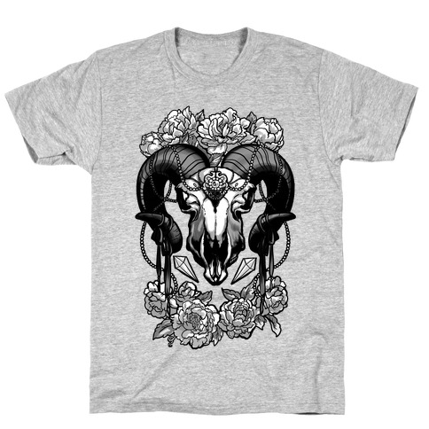 Flowery Ram Skull T-Shirt