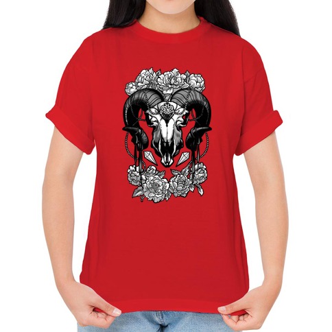 Flowery Ram Skull T-Shirts