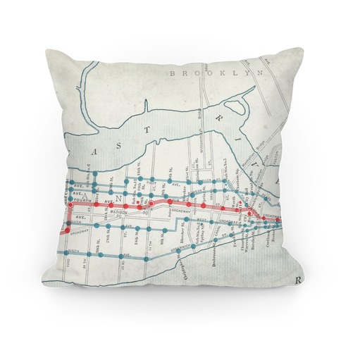 Vintage New York City Map Pillow