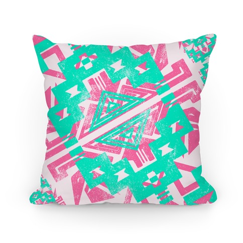 Mint and Pink Aztec Pattern Pillow