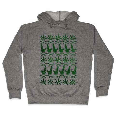 Weed Pattern Hooded Sweatshirt