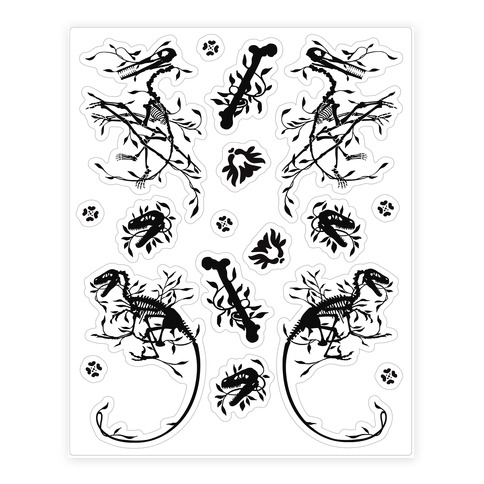 Floral Dinosaur Stickers and Decal Sheet
