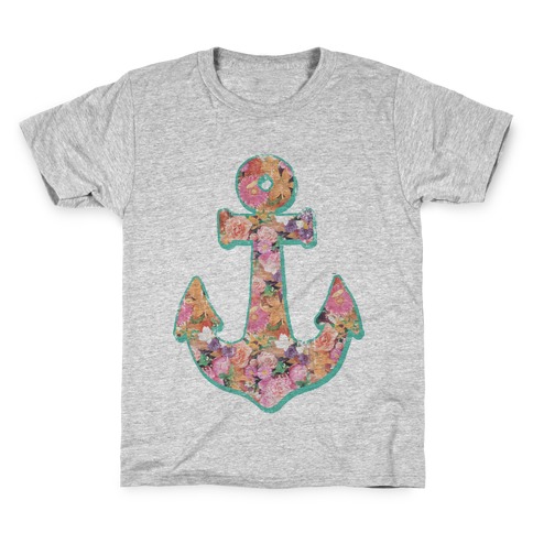 Floral Anchor (Coral) Kids T-Shirt
