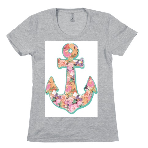 Floral Anchor (Coral) Womens T-Shirt