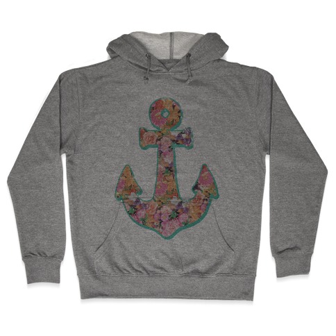 Floral Anchor (Coral) Hooded Sweatshirt