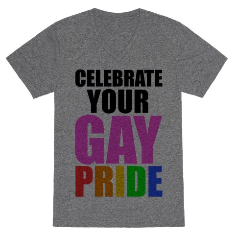 Celebrate Gay Pride V-Neck Tee Shirt