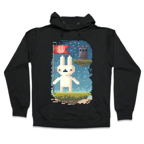 Pixel Bunny Plants Flag Hooded Sweatshirt
