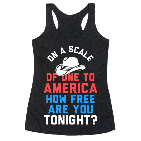 On a Scale of One To America (White Ink) Racerback Tank Top