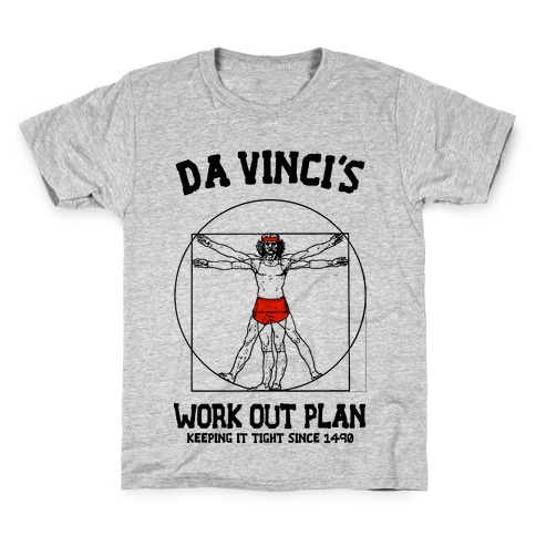 Da Vinci's Work Out Plan (red) Kids T-Shirt