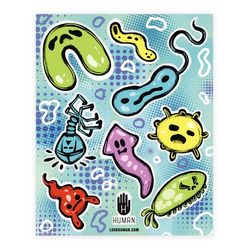 Cute Microbe Stickers and Decal Sheet