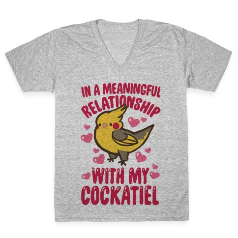 In A Meaningful Relationship With My Cockatiel V-Neck Tee Shirt