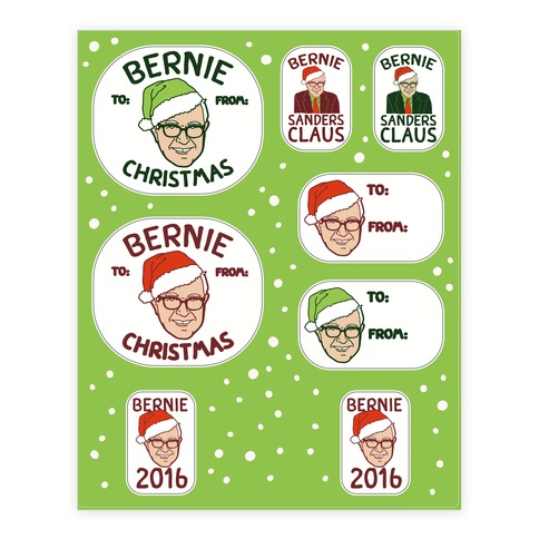 Bernie Sanders Claus Gift Tag Stickers and Decal Sheet