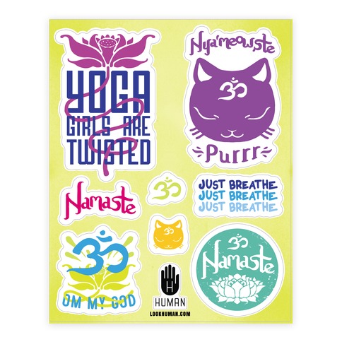 Namaste Yoga Stickers and Decal Sheet