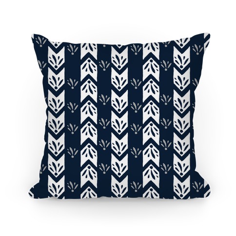 Navy Floral Chevron Pattern Pillow