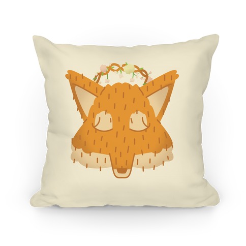 Flower Crown Fox Face Pillow