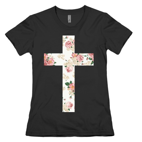 Floral Cross Womens T-Shirt