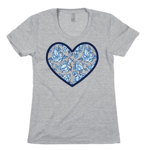 Floral Penis Pattern Heart Womens T-Shirt