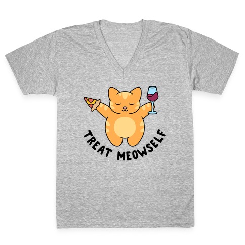 Treat Meowself V-Neck Tee Shirt
