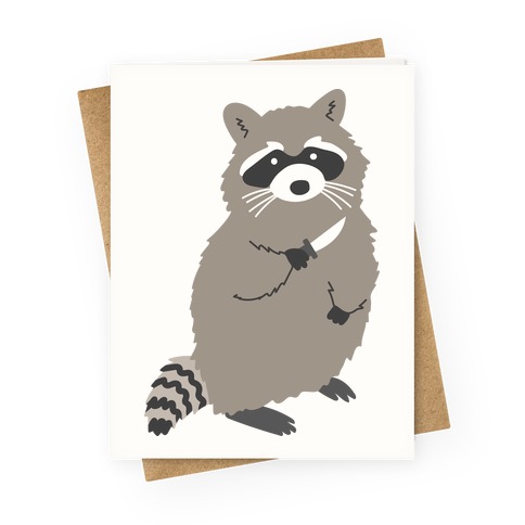 Raccoon With Knife Greeting Card