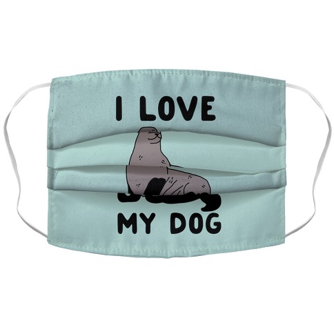 I Love My Dog (Seal) Accordion Face Mask