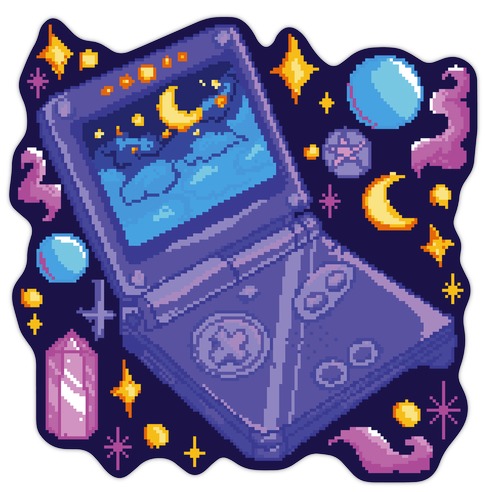 Pixelated Witchy Game Boy  Die Cut Sticker