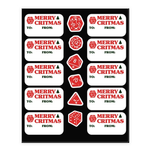 Merry Critmas DnD - Christmas Gift Tags Stickers and Decal Sheet