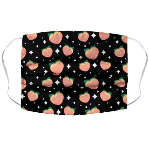 Peaches N' Sparkles Pattern Black Accordion Face Mask