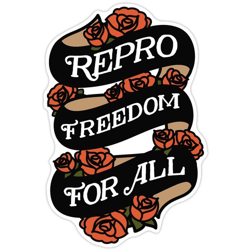 Repro Freedom For All Roses and Ribbon Die Cut Sticker