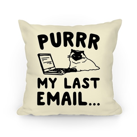 Purrr My Last Email Cat Parody Pillow