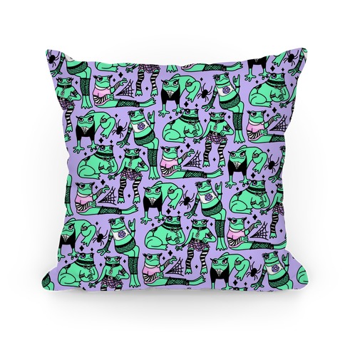 Goth Frogs Pattern Pillow