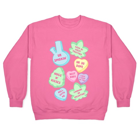 Weed Candy Hearts Pattern Pullover