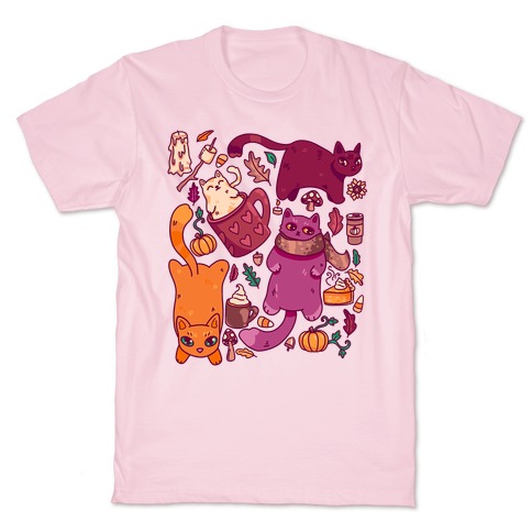 Fall Cats Pattern T-Shirt