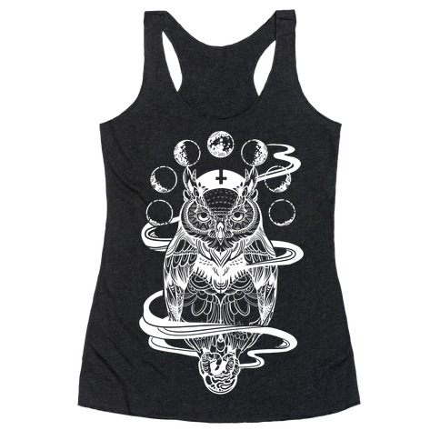 Witch's Owl Under the Phases of the Moon Racerback Tank Top